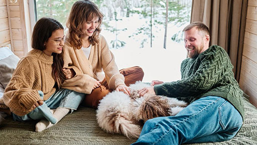 Family enjoying comfortable climate in home